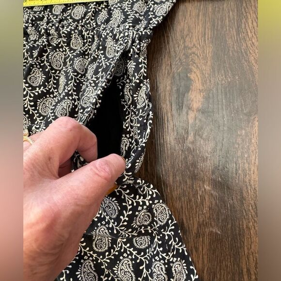 Lou & Grey black and white drawstring waist paisley dress with pockets! Sz L - Picture 7 of 13